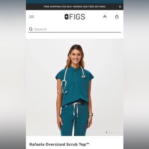 Caribbean Blue Rafaela Figs Scrub Top Size Medium